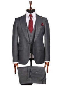 GREY SLIM FIT THREE-PIECE SUIT