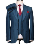 Petrol blue slim fit three-piece suit for men - Italian-style tailoring, modern fit, premium fabric, perfect for formal and smart occasions.