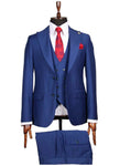 Royal blue slim fit three-piece suit for men - Italian-style tailoring, modern fit, premium fabric, perfect for formal and smart occasions.