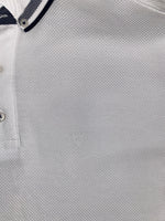 White Polo with Navy Stripes