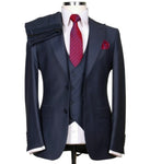 Charcoal blue slim fit three-piece suit for men - Italian-style tailoring, modern fit, premium fabric, perfect for formal and smart occasions.